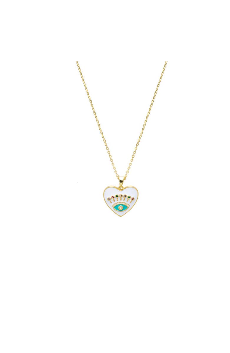 BY ADINA EDEN Colored Enamel Evil Eye Heart Pendant Necklace, Main, color, Multi-Color