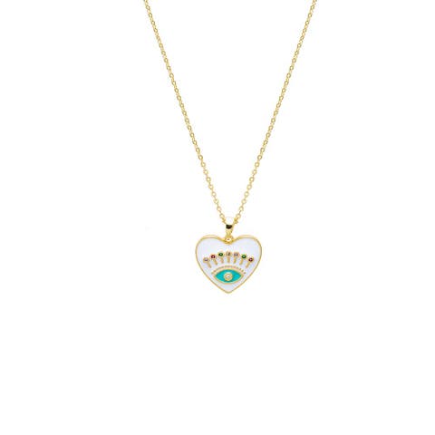 Colored Enamel Evil Eye Heart Pendant Necklace