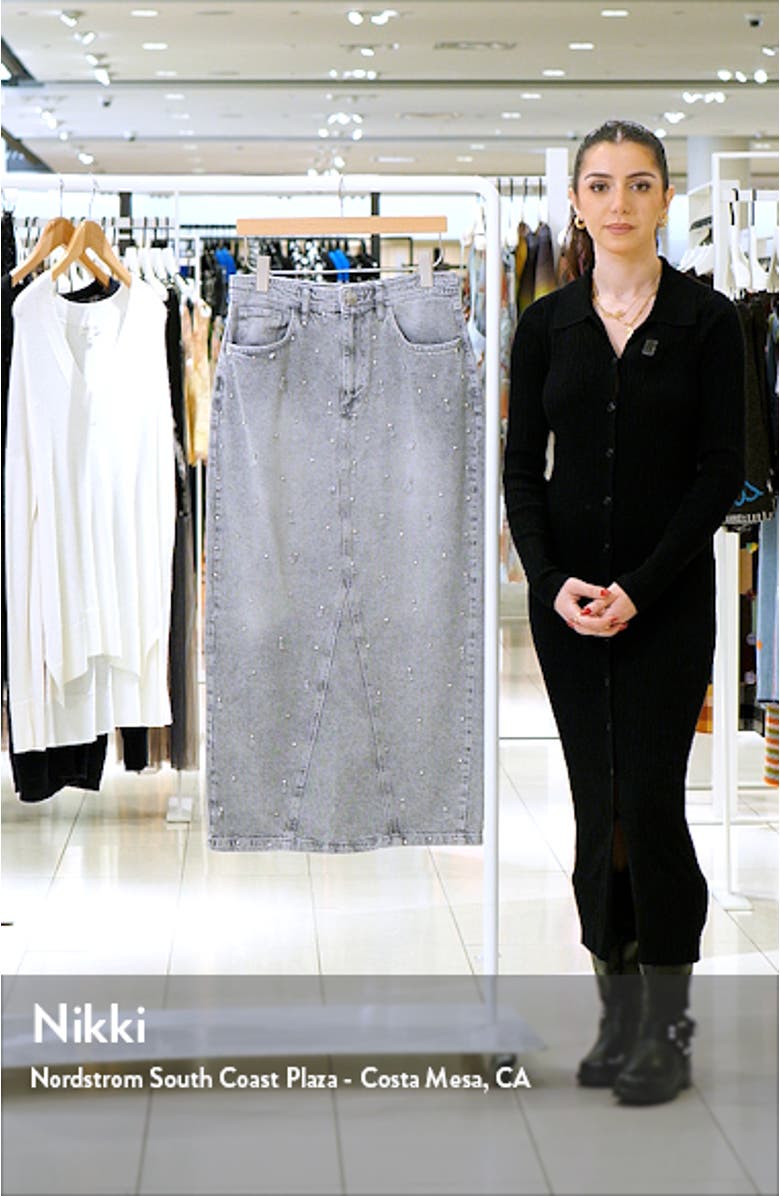 Crystal Embellished Denim Maxi Skirt, sales video thumbnail