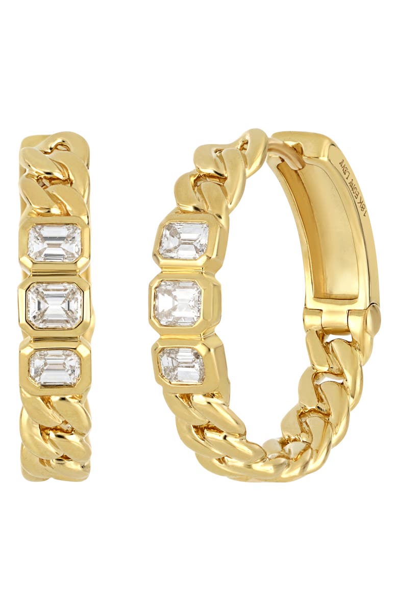 Bony Levy Varda 18K Gold Emerald Cut Diamond Chain Hoop Earrings - 0.59 ctw, Main, color, 