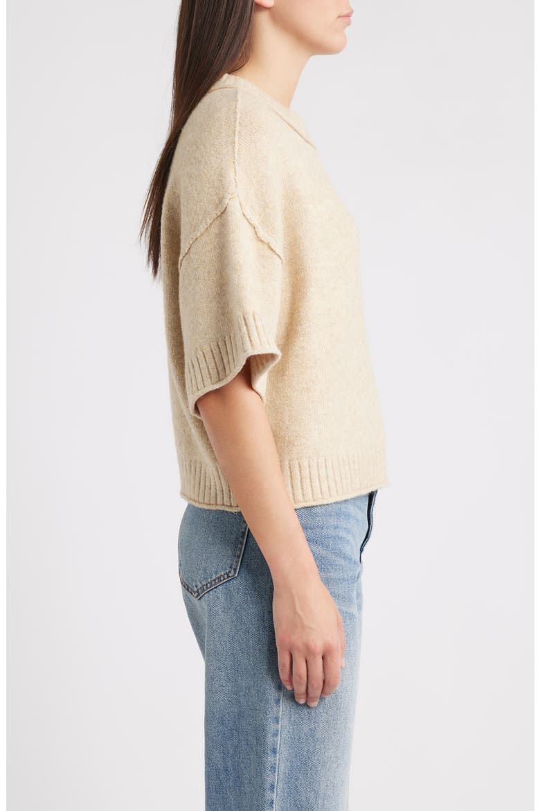Broome Crop Short Sleeve Sweater, Alternate, color, KHAKI