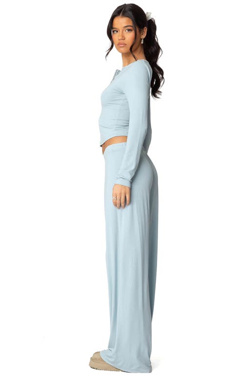 Edikted Kait Low Rise Wide Leg Pants In Light-blue