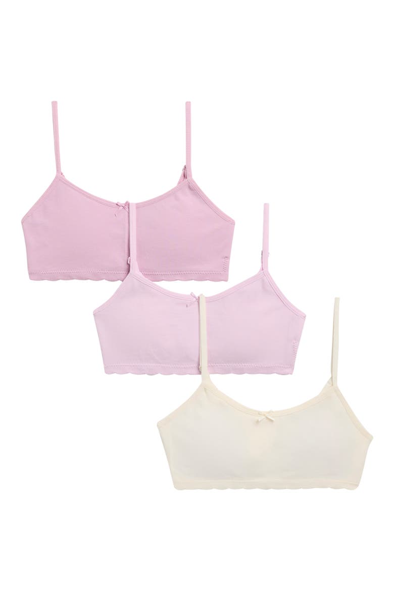 Kids' 3-Pack Seamless Ribbed Bralettes, Main, color, MAUVE MUSE/IVORY/ORCHID