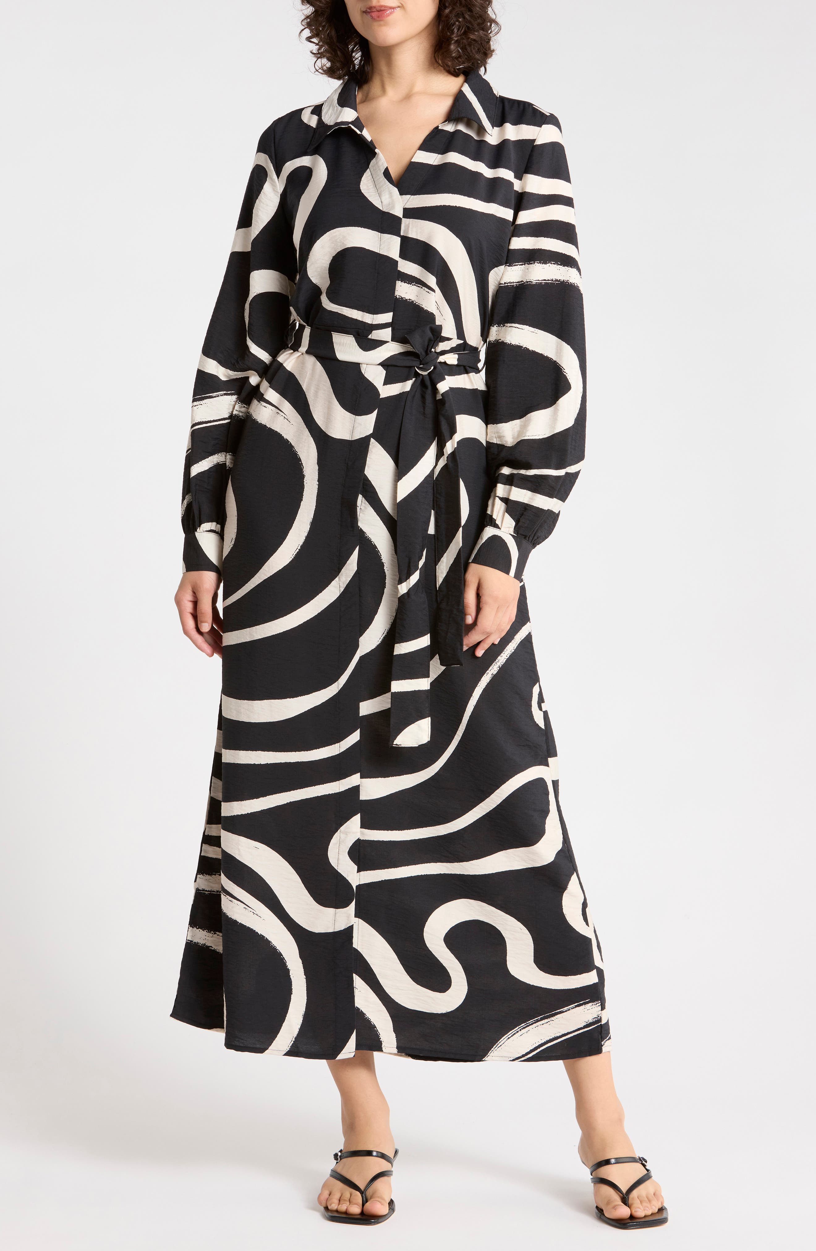 Long Sleeve Print Shirtdress