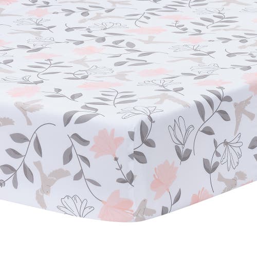 Lambs & Ivy Petals Floral 100% Cotton Fitted Crib/toddler Sheet In White