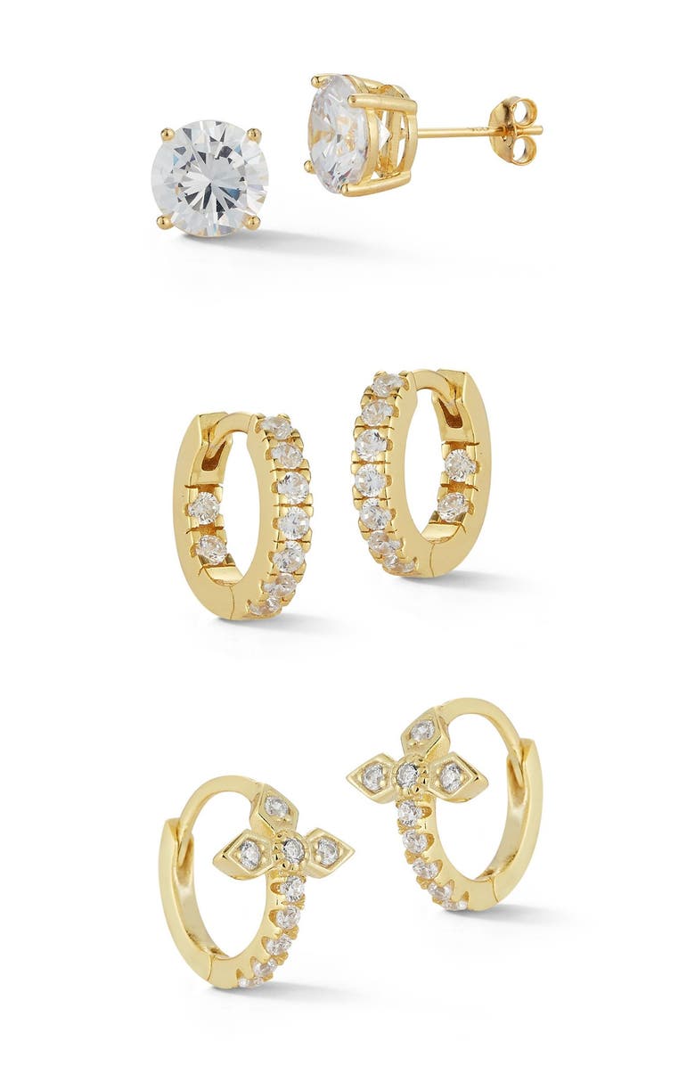 GLAZE JEWELRY CZ 3-Piece Assorted Earrings Set, Main, color,