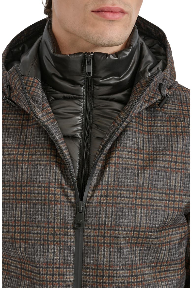 Water Resistant Coat with Quilted Bib, Alternate, color, GREY PLAID