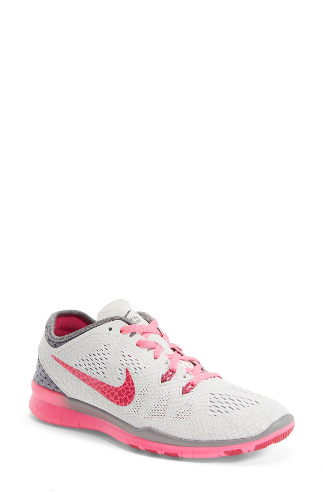 'Free 5.0 TR Fit 5 Breathe' Training Shoe, Main, color, GREY/ PINK POW