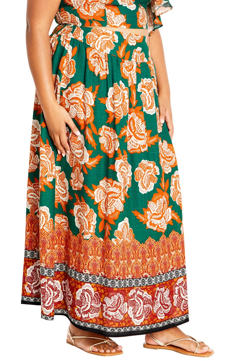 City Chic Tully Print Maxi Skirt, Alternate, color, 