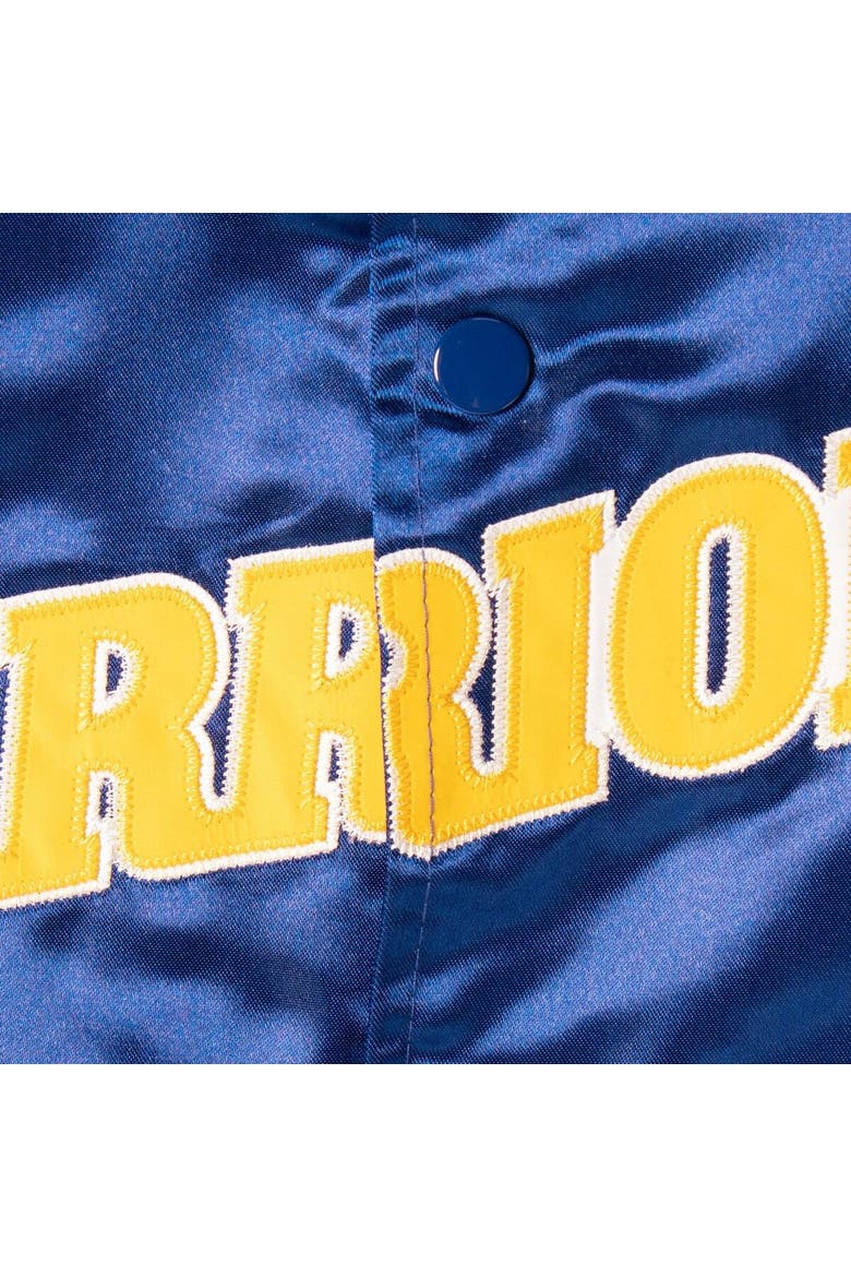 Youth Mitchell & Ness Royal Golden State Warriors Hardwood Classics Satin Raglan Full-Snap Jacket, Alternate, color, Royal