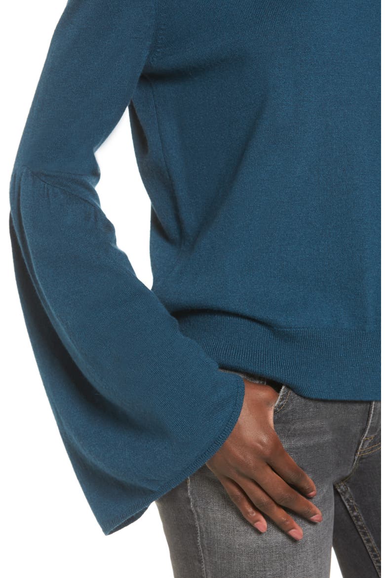 Bell Sleeve Sweater, Alternate, color, BLUE CERAMIC