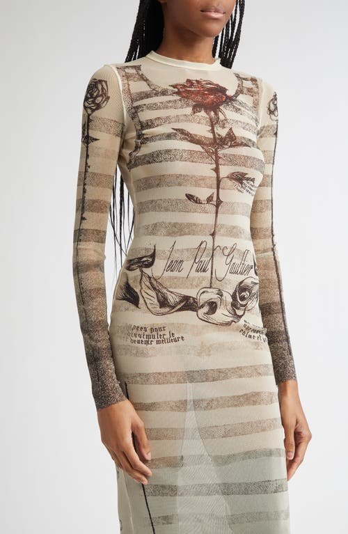 Jean Paul Gaultier Tattoo Marinière Long Sleeve Mesh Dress