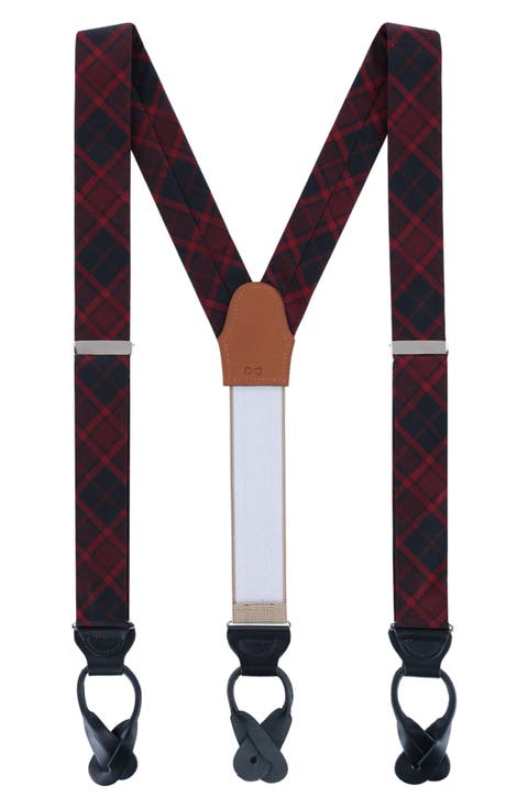 Kincade Red & Blackwatch Plaid Silk Suspenders