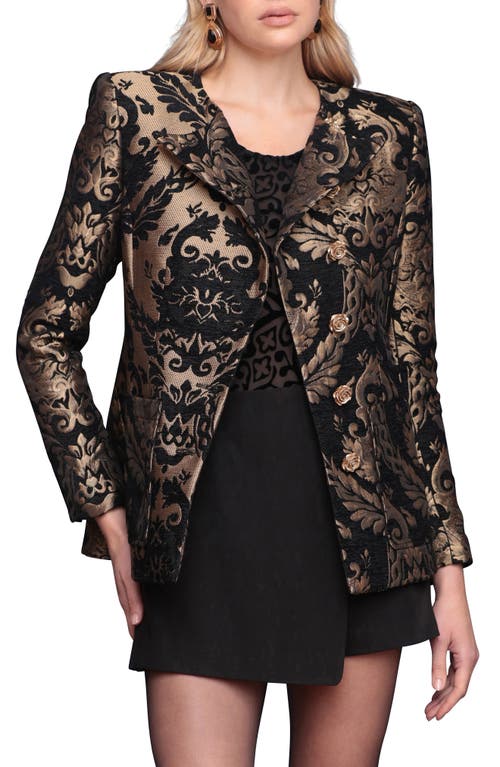 Avec Les Filles Metallic Tapestry Embroidery Jacket In Multi