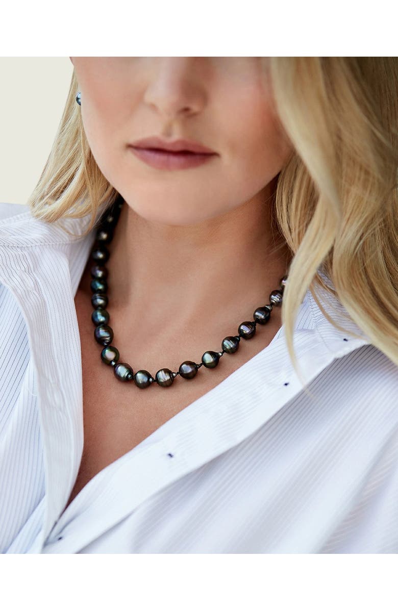 The Pearl Source 8-10mm Dark Tahitian South Sea Circle - Baroque Pearl Necklace, Alternate, color, Sterling Silver Clasp