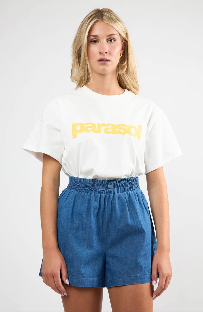Viens Avec Moi Parasol Graphic Cotton T-Shirt, Alternate, color, Yellow