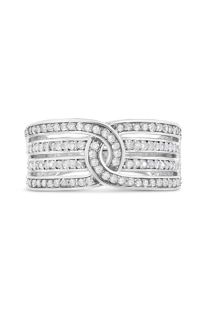 Silver 1/2 Cttw Diamond Multi-Row Bypass Band Ring, Main, color, Silver