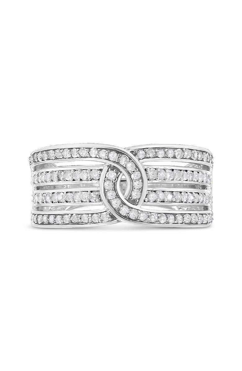 Haus of Brilliance Silver 1/2 Cttw Diamond Multi-Row Bypass Band Ring, Main, color, Silver