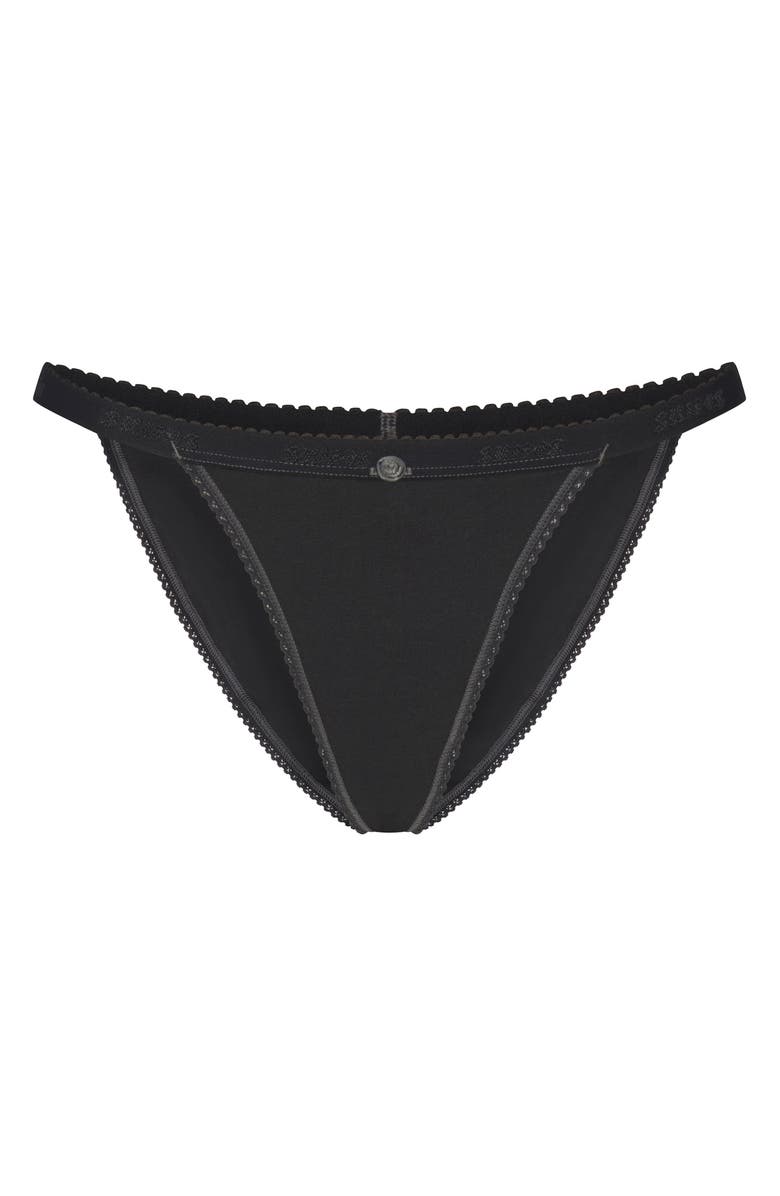 Lightweight Cotton Logo Picot String Bikini
