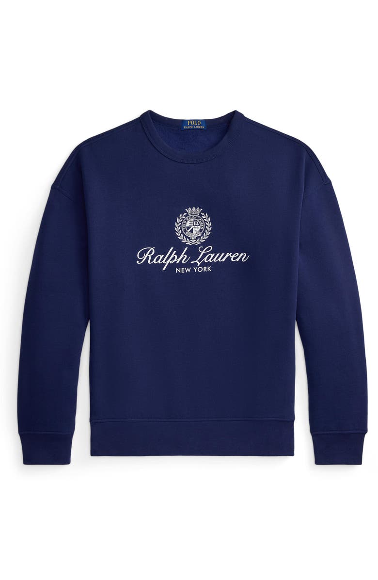 Polo Ralph Lauren Relaxed Fit Fleece Graphic Sweatshirt, Alternate, color, Newport Navy
