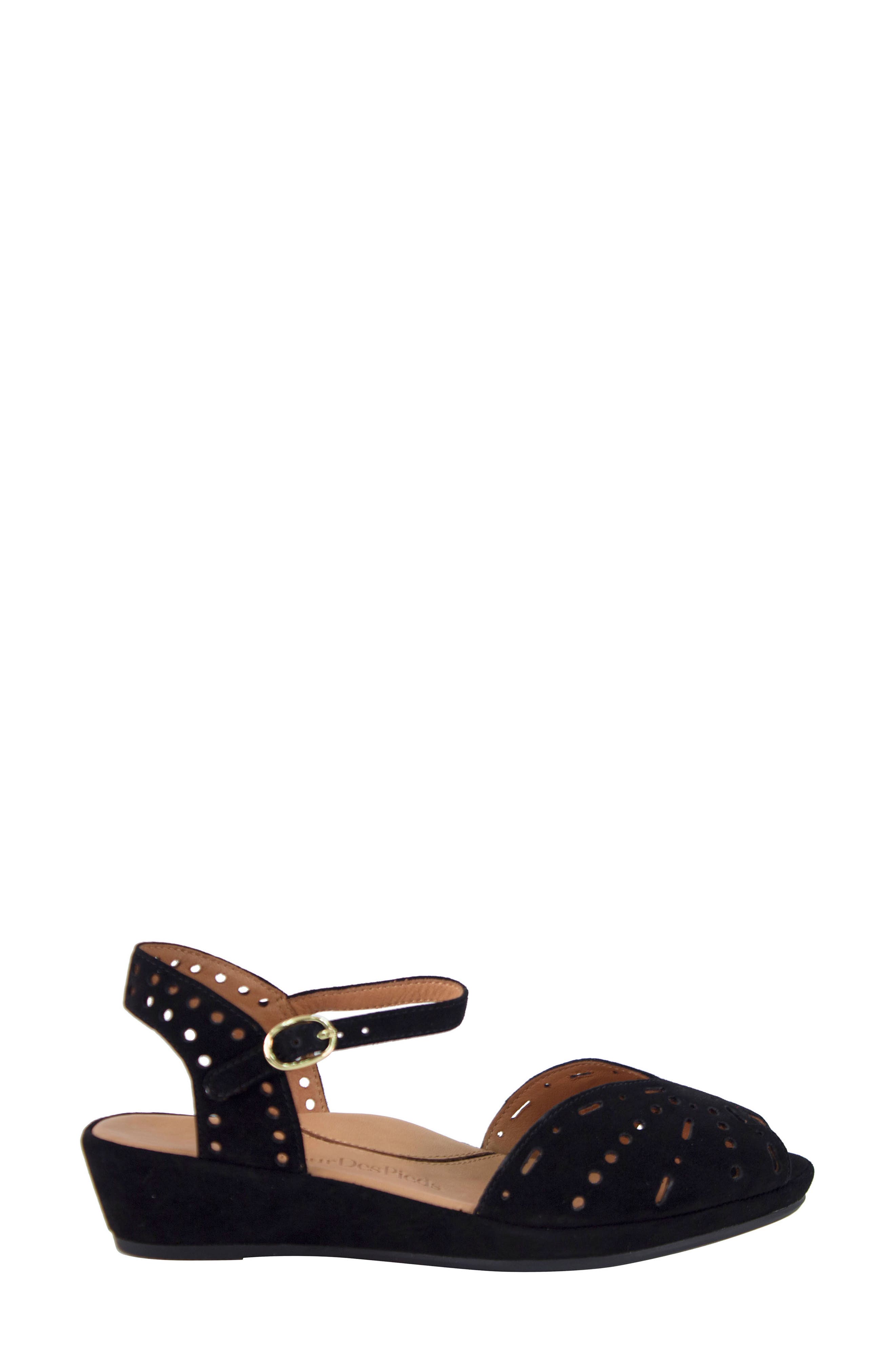 L'Amour des Pieds 'Brenn' Ankle Strap Sandal, Alternate, color, Black Suede