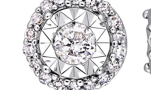 Delmar Halo Diamond Drop Earrings In Silver