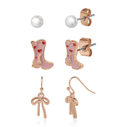 Jessica Simpson Kids Kids 3-pair Earring Set In Gold