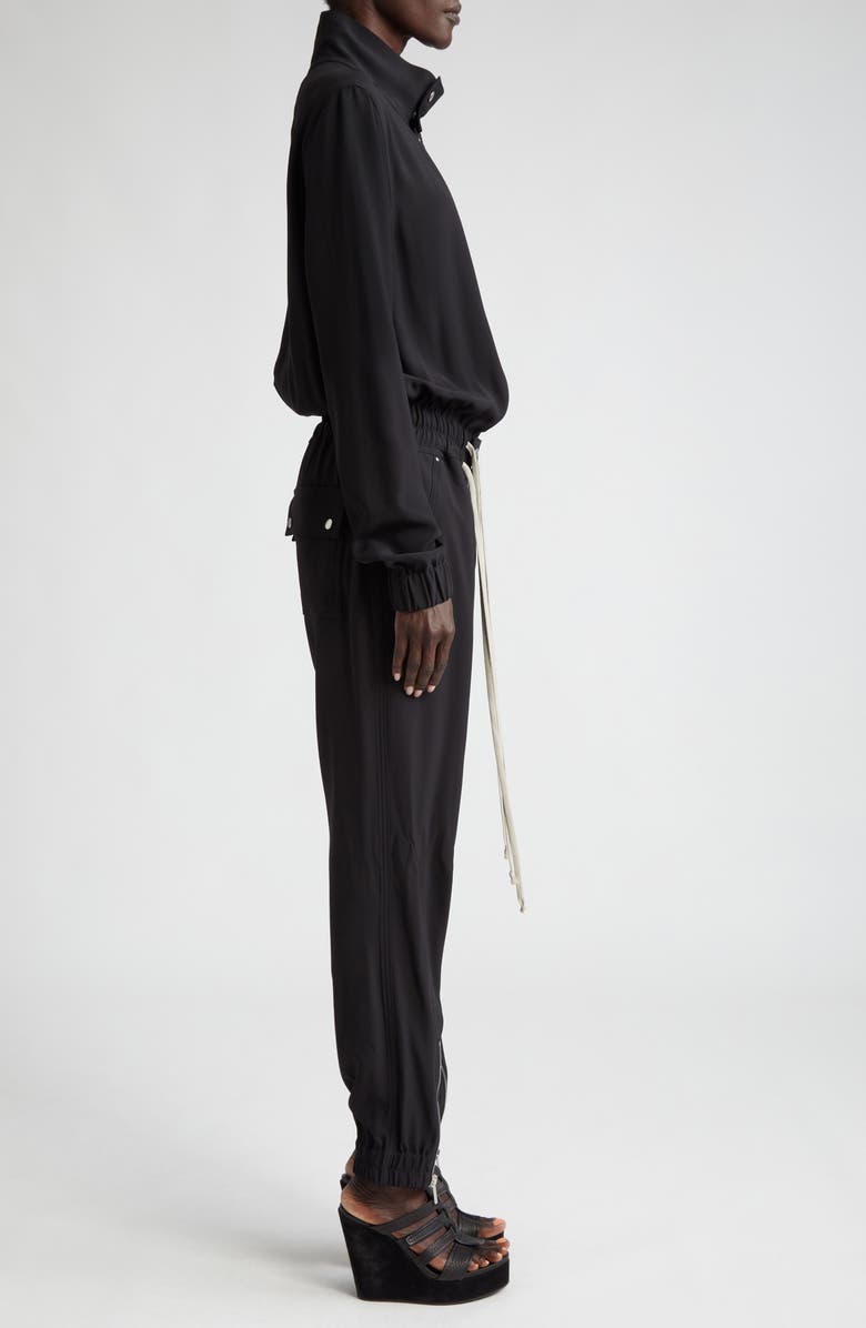Rick Owens Bauhaus Flight Long Sleeve Tie Waist Jumpsuit, Alternate, color, 