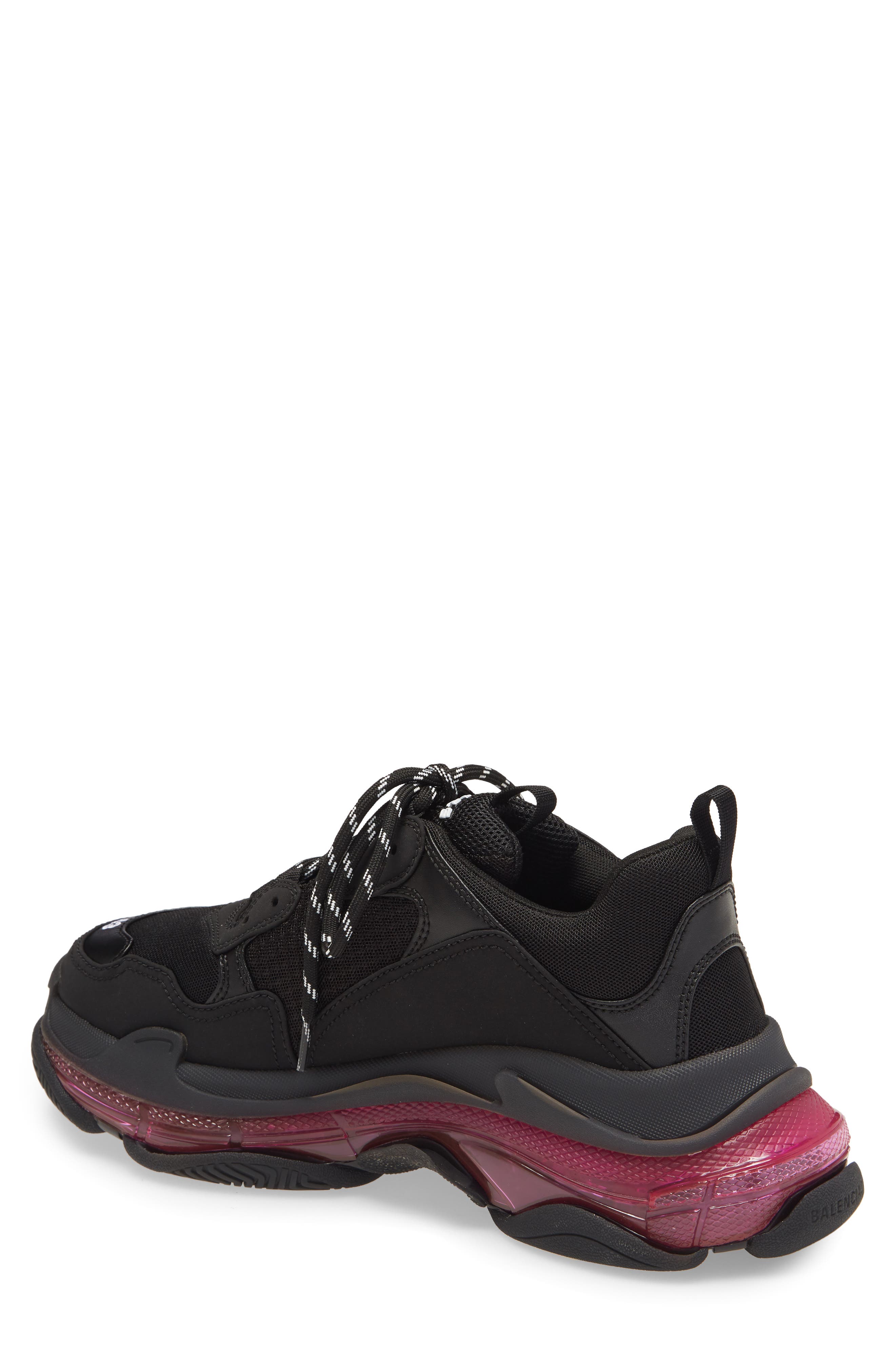 Triple-S Air Retro Sneaker, Alternate, color, BLACK/ PINK NEON