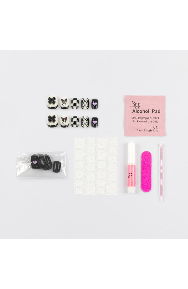 3H Nails Kuromi 3D Luxury Handmade Press-On Nails - 24-Piece Kit, Alternate, color, White, Black