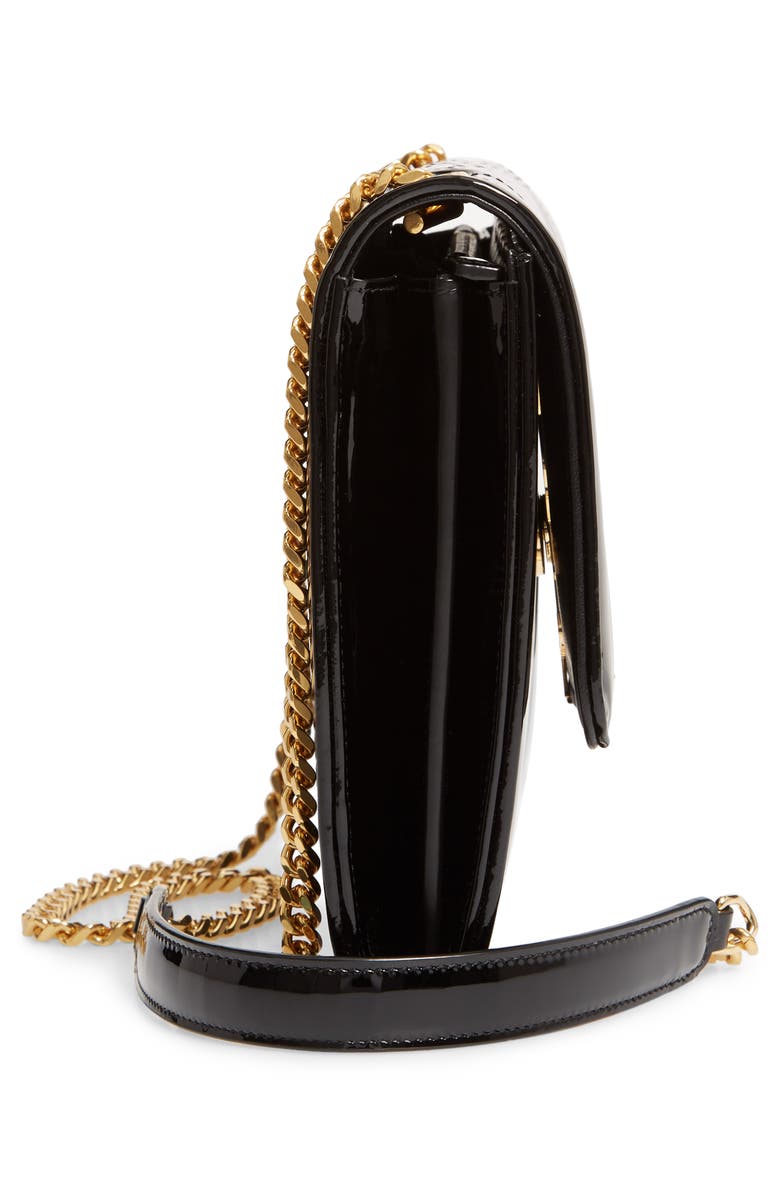 Saint Laurent Vicky Patent Leather Wallet on a Chain, Alternate, color,