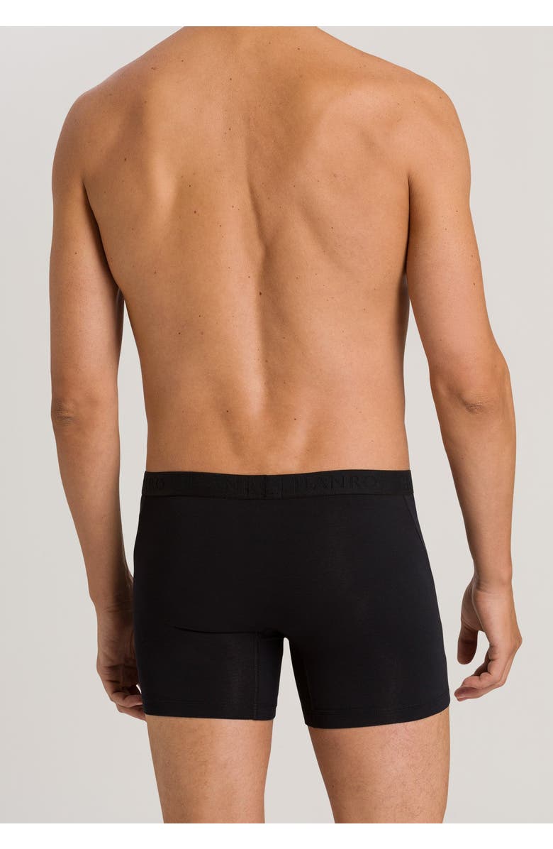 Hanro Cotton Essentials Cotton Long Boxer Brief, Alternate, color, All Black