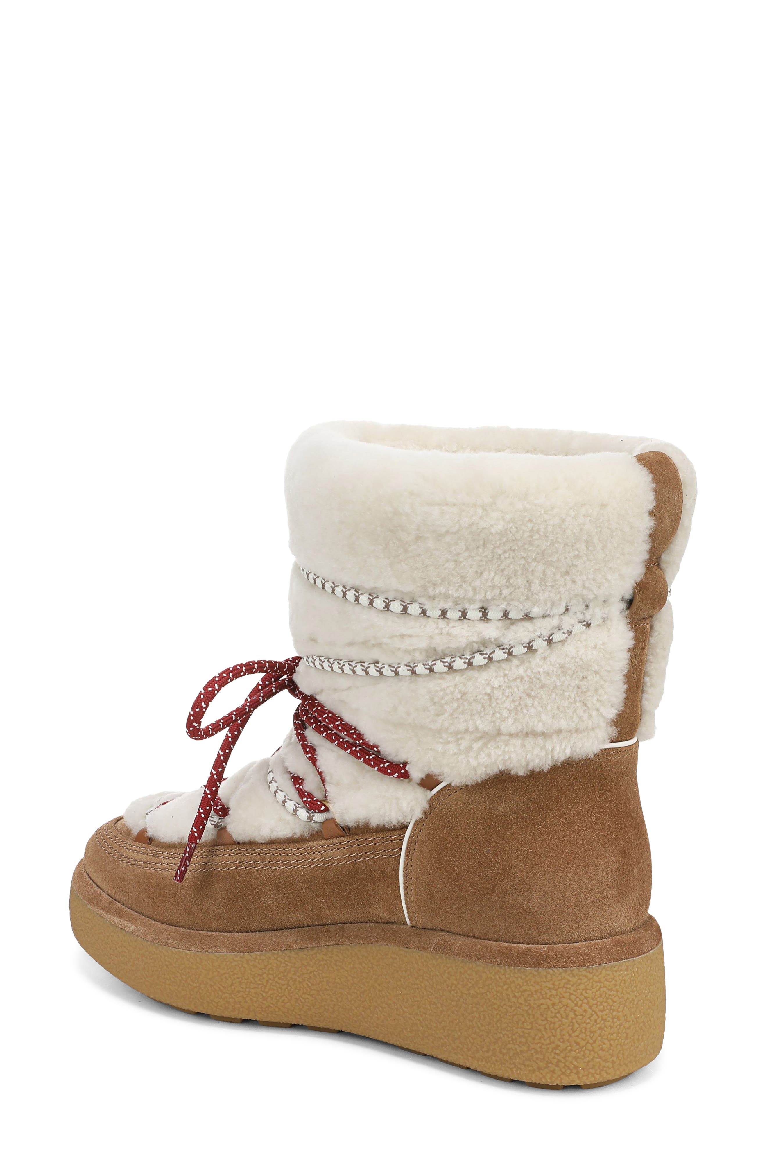 Kirsta Genuine Shearling Platform Boot, Alternate, color, WHITE/ CHESTNUT SUEDE