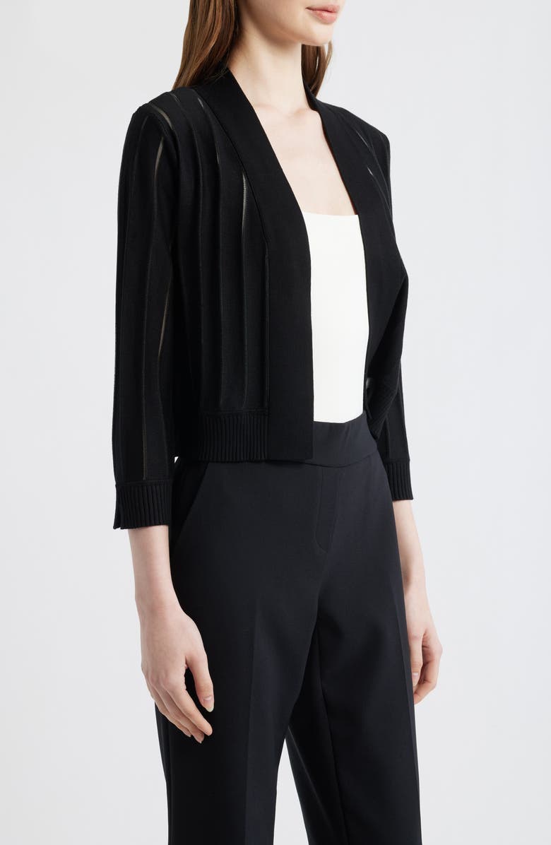 Anne Klein Sheer Stripe Shrug, Alternate, color, Anne Black