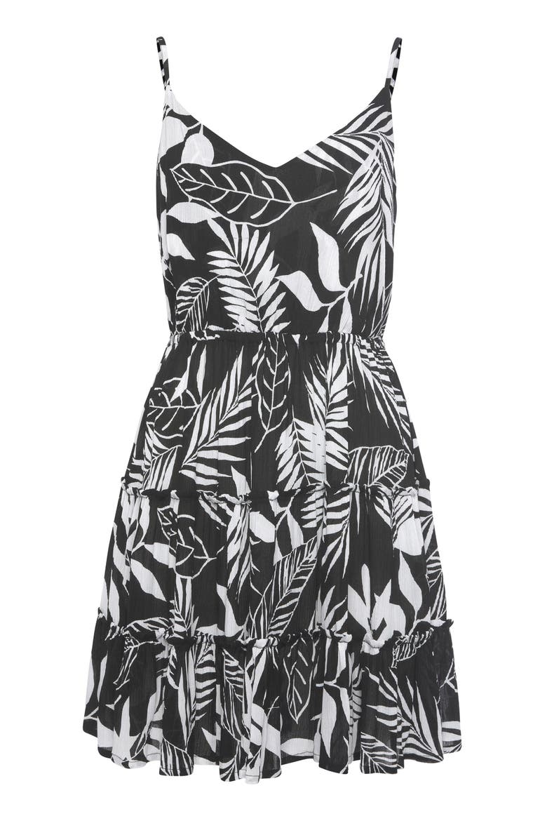 Printed Tiered Sundress, Alternate, color, Black & White