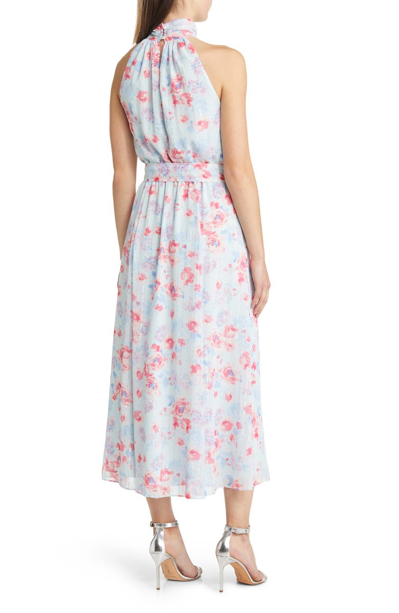 Anne Klein Metallic Floral Print Sleeveless Dress, Alternate, color, 