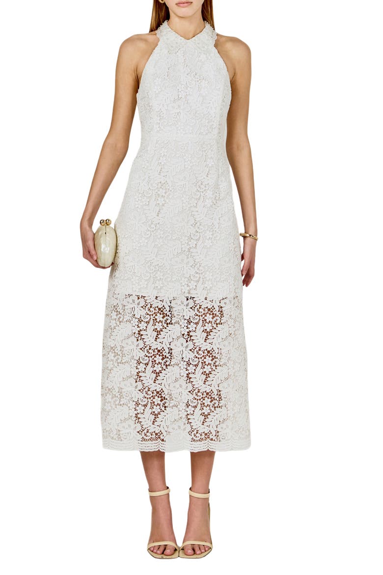 Floral Lace Dress, Main, color, WHITE