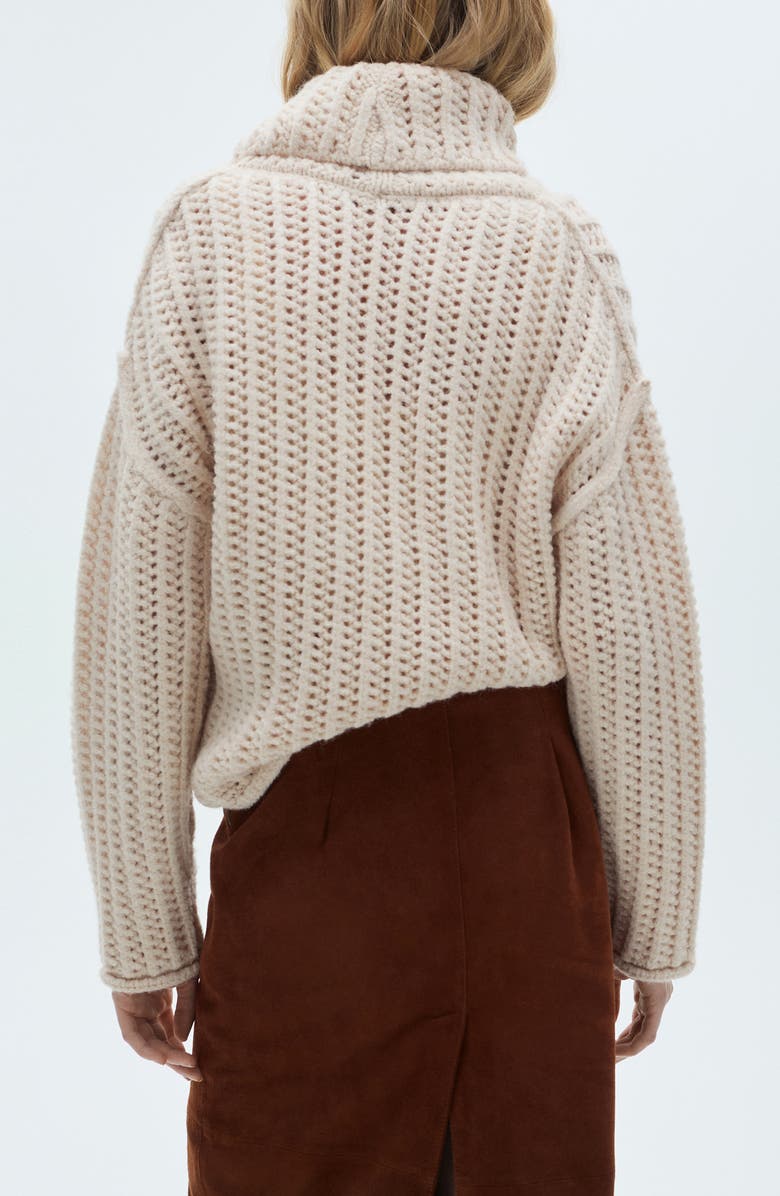MANGO Openwork Turtleneck Sweater, Alternate, color,