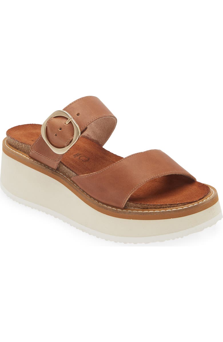 Naot Halvah Platform Wedge Sandal, Main, color, Latte Brown Leather