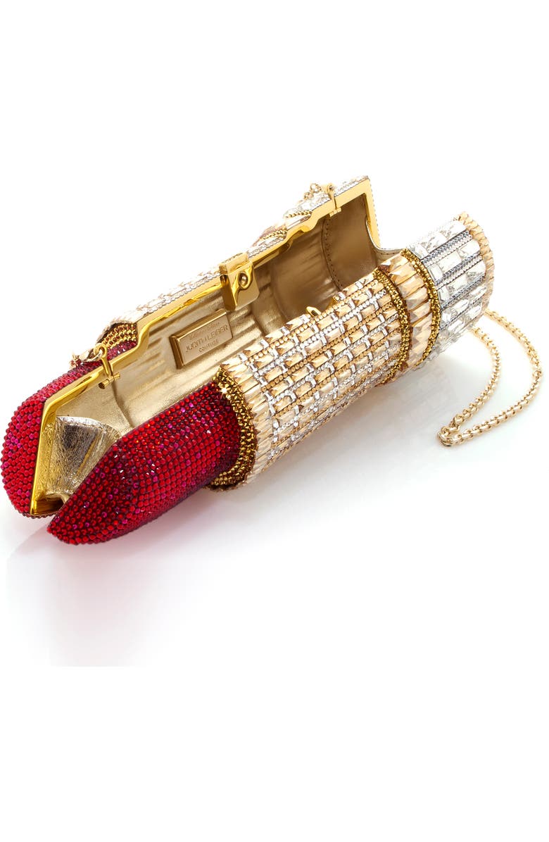 JUDITH LEIBER COUTURE Lipstick Seductress Crystal Bag, Alternate, color, Champagne Red Multi