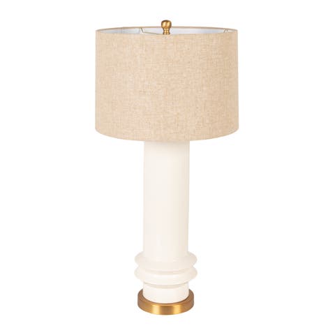 Stoneware Table Lamp with Linen Shade