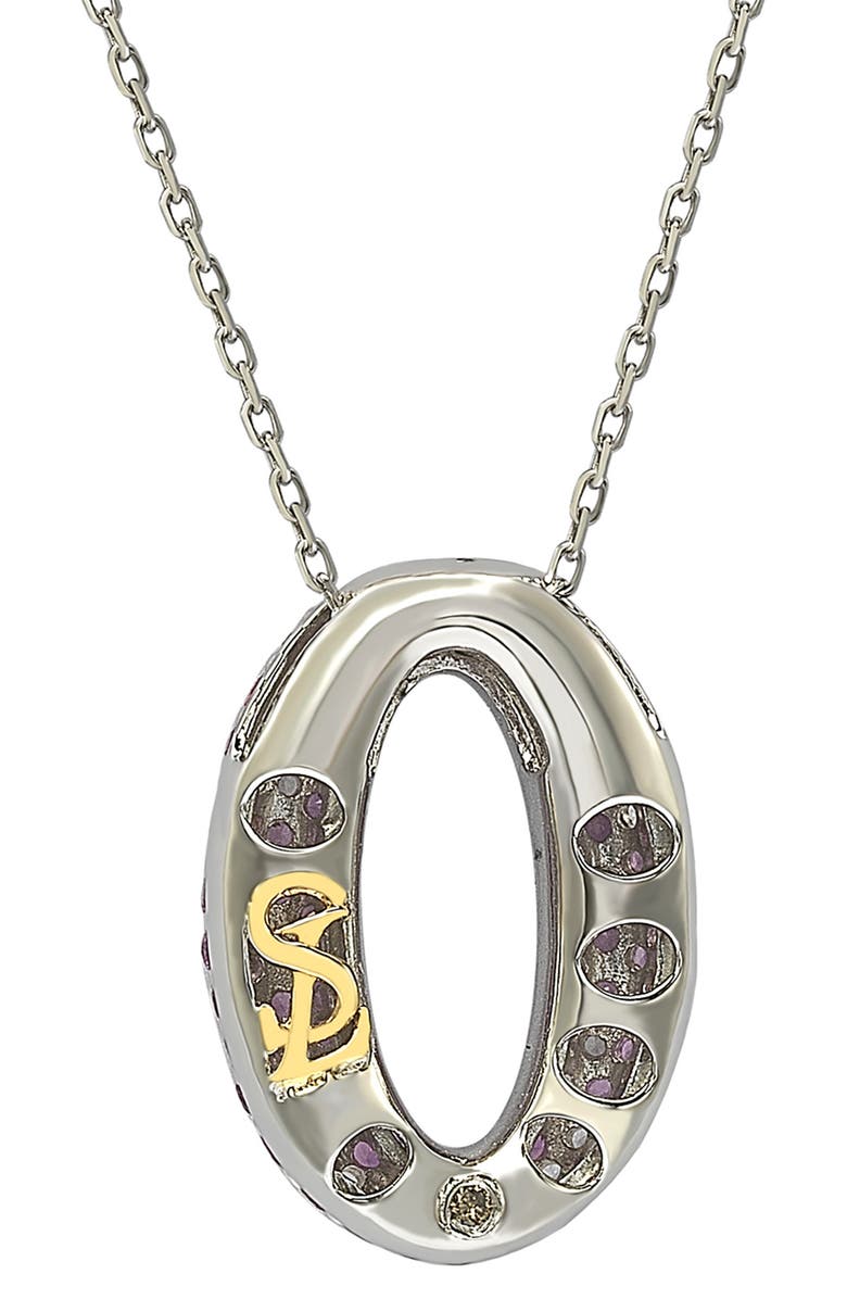 SUZY LEVIAN Sterling Silver & Pink Sapphire Oval Pendant Necklace, Alternate, color,