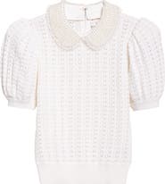 Alice + Olivia Chase Puff Sleeve Wool Blend Sweater