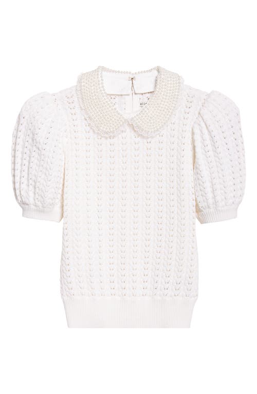 Alice And Olivia Alice + Olivia Chase Puff Sleeve Wool Blend Sweater In White