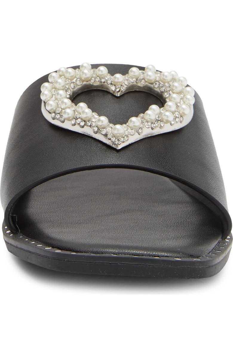 TOP MODA Esme Heart Slide Sandal, Alternate, color, Black Pu