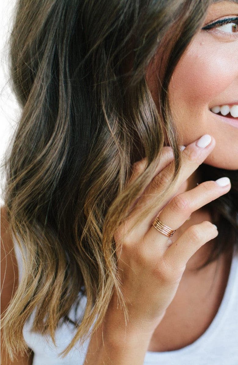 MADE BY MARY Hammered Stacking Ring, Alternate, color, Gold Filled