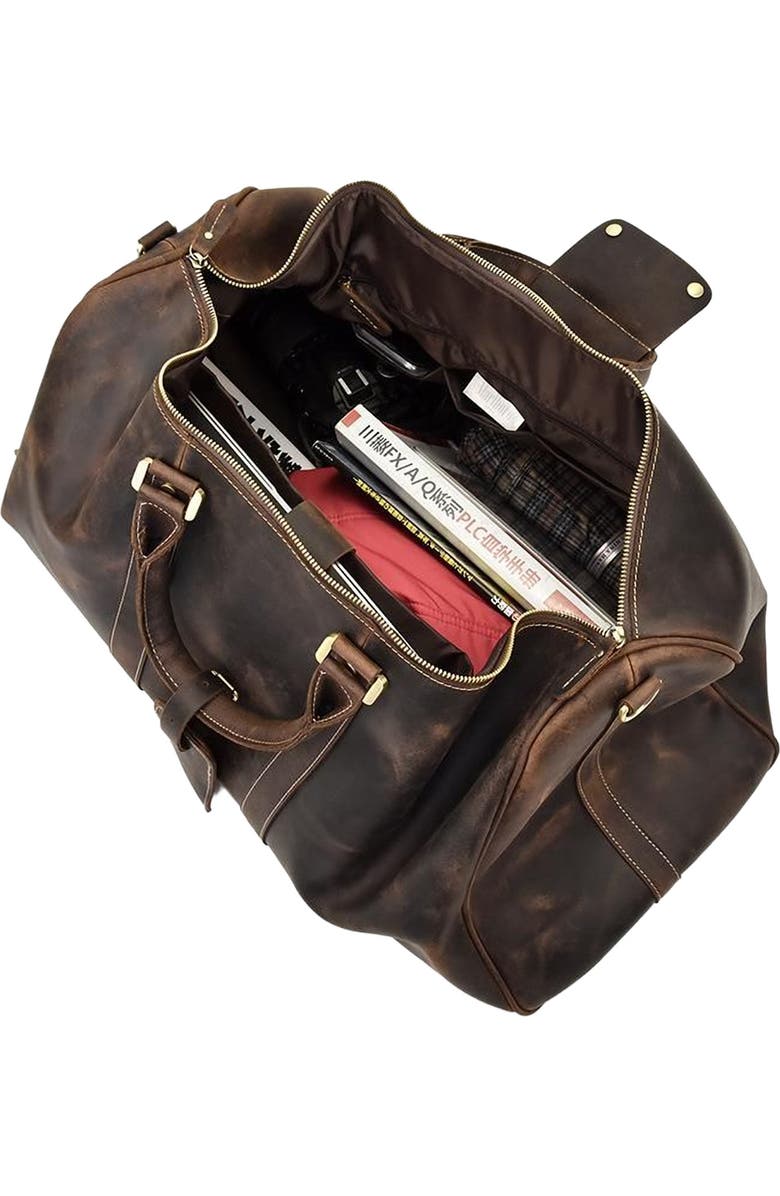 STEEL HORSE LEATHER The Bjarke Weekender | Handcrafted Leather Duffle Bag, Alternate, color, Dark Brown