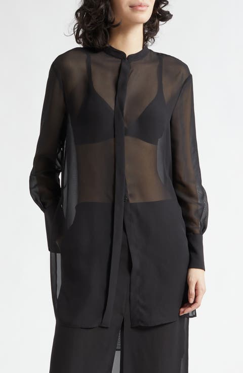 Black Techno Sheer Georgette Tunic