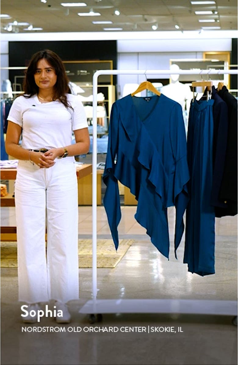 Asymmetric Ruffle Satin Top, sales video thumbnail