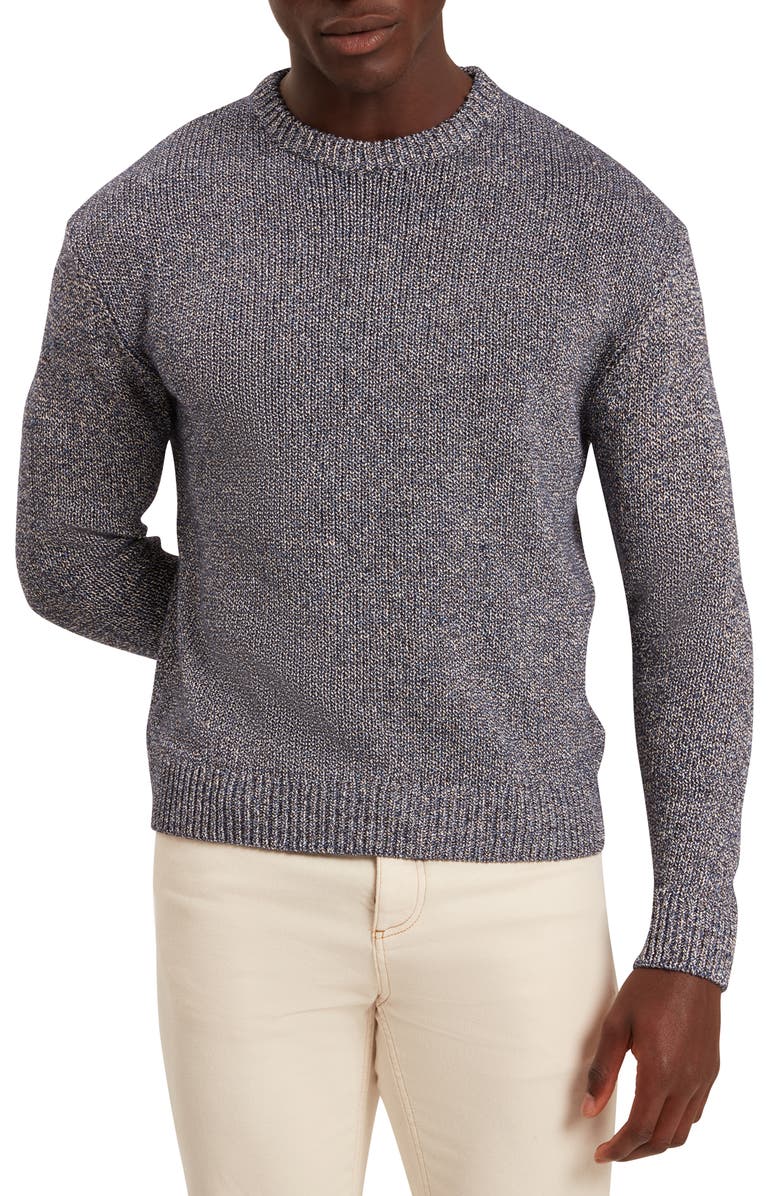 Ted Baker Charliz Marl Cotton Crewneck Sweater, Main, color, Navy